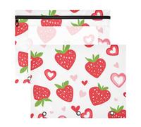 Amooorous Pencil Case with 3 Reinforced Grommets 3 Hole Punch for 3 Rings Binder 2 Pack Teacher Class Strawberry Country Style Valentine