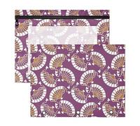 Amooorous Pencil Cases 3-Holes Pocket Folders for A4 Paper Letter 2 Pack Students Class Purple Gold Japanese Folding Fan