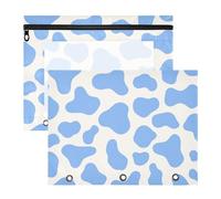 Amooorous Pencil Cases Clear Pocket Folders for A4 Paper Letter 2 Pack Teacher Storing School Students Teacher Supplies Cow Prints Blue Pastel