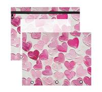 Amooorous Pencil Cases Clear Window 3 Hole Punch for A4 Paper Letter 2 Pack Teacher Office Oil Painting with Pink Valentine Love