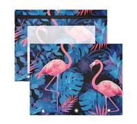 Amooorous Pencil Cases Portable Pen Holder Case for 3 Rings Binder 2 Pack Students Back to School Blue Rainforest Flamingo