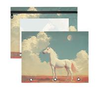 Amooorous Pencil Cases Sturdy Pocket Folders for A4 Paper Letter 2 Pack Students Art Supplies Storage Unicorns Fantasy Style