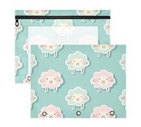 Amooorous Pencil Cases with 3 Reinforced Grommets Pocket Folders for A4 Paper Letter 2 Pack Teacher Home Sheep Ash Sticker Style Lake Blue