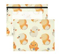Amooorous Pencil Cases with Zipper Pocket Folders for A4 Paper Letter 2 Pack Students Class Orange Cartoon Cute Duckling