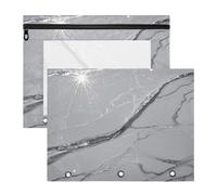 Amooorous Pencil Pouches Clear Window Storage Bag for A4 Paper Letter 2 Pack Teacher Home Fake Glitter Marble Grain Grey