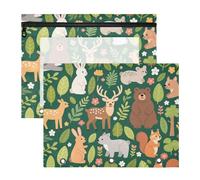 Amooorous Pencil Pouches Clear Window Storage Bag for A4 Paper Letter 2 Pack Teacher Storing School Students Teacher Supplies Green Safari Animal Wild