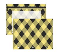 Amooorous Pencil Pouches Portable Pen Holder Case for A4 Paper Letter 2 Pack Teacher Classroom Supplies Argyle Buffalo Plaid Check Tartan Scotland Yellow Black
