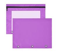 Amooorous Pencil poucheses 3-Holes Pen Holder Case for A4 Paper Letter 2 Pack Students Home Medium Orchid Solid Color Pure Plain Purple