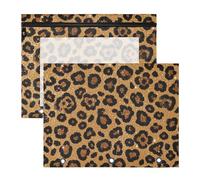 Amooorous Pencil poucheses Multi-Purpose Pocket Folders for A4 Paper Letter 2 Pack Teacher Back to School Fake Glitter Leopard Print Brown