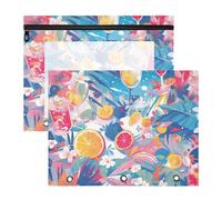 Amooorous Pencil poucheses with Smooth Zippers Pocket Folders for A4 Paper Letter 2 Pack Students College Supplies Blue and Pink Summer Fruit Party