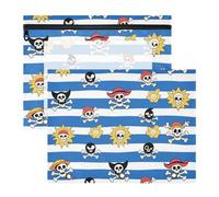 Amooorous Pencil poucheses with Zipper 3 Hole Pocket for 3 Rings Binder 2 Pack Teacher School Supplies Blue White Striped Coastal Pirate Skeleton