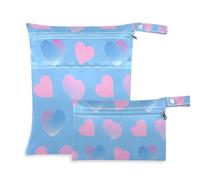 Amooorous Pink Blue Gradient Valentine Love washable bags for swimmers 2 Pack travel essentials for babies with handles for bathing, travel