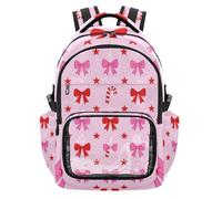 Amooorous Pink Christmas Candy Canes School Clear Backpack Heavy Duty See Through Bookbag for Boys Girls, Age 7-18 mochilas escolares para ninas de