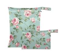 Amooorous Pink Vintage Rose reusable dry bag 2 Pack diaper bag essential items with handles for gym, yoga