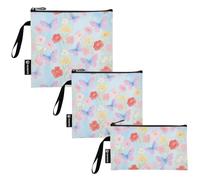 Amooorous Pinkish-Purple Butterfly Flowers 3 Piecing Reusable Snack Bags Multi-Use Emergency Food Bag for Travel Items, Home Organization