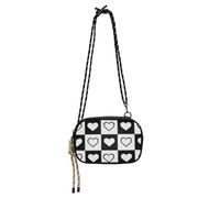 Amooorous Plaid Black White Hearts Shape Mini Crossbody Bag Womens Beauty with Credit Card Slots Small Shoulder Bag Walk the dog bultos de para mujeres