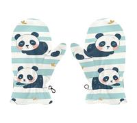 Amooorous Playful Panda Soft Striped Blue and White warm winter mittens waterproof kids gloves 3 year old guantes de frio para bebes S 2-4