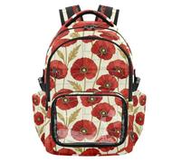 Amooorous Poppy Flower Stained Art Red Kids Clear Backpack for School Cute Sturdy See Through Bag Backpack for School Work Travel, Age 7-18 escolares para nino de