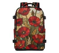 Amooorous Poppy Red Flower Stained Art Large Backpack Clean Design Backpack For Men Work Bag Personal Item Travel Bag for Women & Men Outing Work Family Travel mochilas para viajes en avion 20L