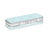 Amooorous Powder Blue Solid Color Pure Plain Designed Plastic Pencil Box Clear Double Deck Pens Case Boxes For Stationery Supplies With Snap Lid