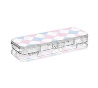 Amooorous Powder Blue Square Designed Clear Pencil Box Double Layer Pens Case Hard For Art Supplies With Lid