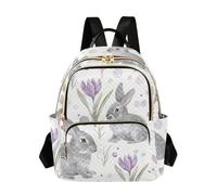 Amooorous Puple Lily Calla Cute Bunnies 14 Inch trendy stylish backpack for work bagpack for women school&nurse