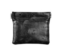 Amooorous Pure Black Evil Halloween Pumpkin Small Leather Coin Purse Unique Coin Holder for Men Women Travel, Pure black evil Halloween pumpkin, One Size