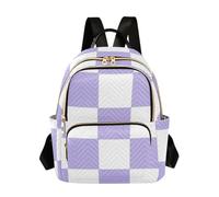 Amooorous Purple and White American Plaid 12.5 Inch Large Capacity backpack for women small women fashion for school&nurse