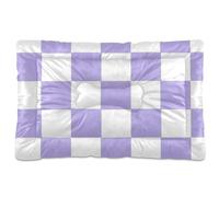 Amooorous Purple and White American Plaid Washable Dog Bed Mat Soft Comfortable Anti-Slip Bottom Pet Kennel Beds for Large Jumbo Medium Small Dogs 36" x 24"