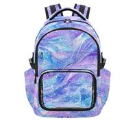 Amooorous Purple Blue Galaxy Starry Waves Kids Clear Backpacks Heavy Duty Bookbag with Padded Straps for School Travel Workout, Age 7-18 mochila personalizada para nina