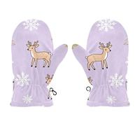 Amooorous Purple Merry Christmas Deer Pine Tree Gold warm toddler girl mittens age 4-5 girls snow gloves guantes para el frio S 2-4