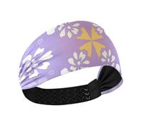 Amooorous Purple Pattern White Moisture Wicking athletic headband women Elastic sweat band for women for Running Athletic Sports hiking diademas para el pelo de mujer
