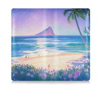 Amooorous Purple Summer Beach in Hawaii Leather Auto Registration Insurance & ID Card Holder Glove Box Compartment Organizer for Driver License, Cards & Essential Documents