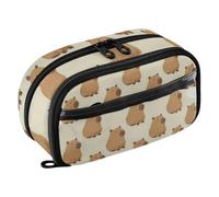 Amooorous PVC Big Capacity Pencil Case Cute Capybaras on Cream Background Pencil pouching