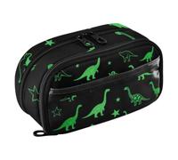 Amooorous PVC Big Capacity Waterproof Pencil Case Neon Green Sauropod Dinosaurs Pen Bag