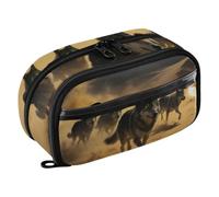Amooorous PVC Large Storage Bag The Wolf of The Desert Stationery Organizer | Easy To Organize,for School Teen Girl Boy Men Women,para la escuela
