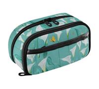 Amooorous PVC Pen Bag Chic Calla Lily Turquoise Flowers Large Storage Bag