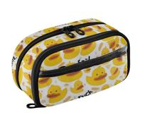 Amooorous PVC Pencil Case Cute Simple Ducks Yellow Big Capacity Pencil Case