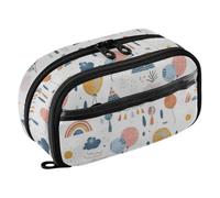 Amooorous PVC Pencil Case Hand-Drawn Minimalist Rainbow Hot Air Balloon Cartoon Back-to-School Essential