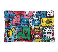 Amooorous Quirky Style Patterns Washable Pet Bed Mat Non-Slip Soft Comfortable Dog Cat Bed for Large Jumbo Medium Small Dogs 36" x 24"