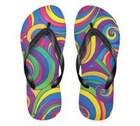 Amooorous Rainbow Colorful Abstract Spiral rubber flip flop for women Slip-Resistant flops men for Outdoor Swimming, Hiking,