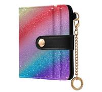 Amooorous Rainbow Gradient Glitter Waterproof Ladies Bifold Wallet Everyday PU Leather Wallet for Woman Girl