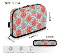 Amooorous Red and Blue Japanese Tortoiseshell Waves Pencil Cases Large Capacity Pen Cases Zippered Stationery Bag for Man Office bolsas para eramientas