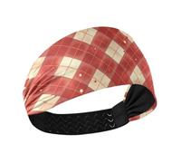 Amooorous Red and White Checkerboard Squares Cooling women headbands for hair Stretchy wide head bands for women's hair for basketball Volleyball Daily use bandas elásticas para el cabello