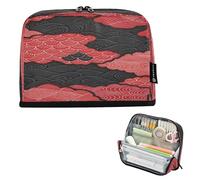 Amooorous Red Black Japanese Zephyr Cherry Blossom Waves Pencil Box Case Large Capacity Pen Pencil Case Case Pencil Holder for Student Cosmetics materiales escolares para nina
