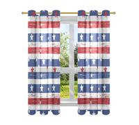 Amooorous Red Blue White Stripes White Stars Long Curtains For Living Room Curtains 63 Inches Long 2 Panel Sets cortinas para cuartos contra el sol