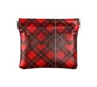 Amooorous Red Buffalo Plaid Check Tartan ScotlandWomen's Small Leather Change Purse Unique Change Wallet for Girls Women Ladies, Red Buffalo Plaid Check Tartan Scotland, One Size