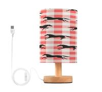 Amooorous Red Checkered Running Horse Night Stand Lamps Kids Night Light for Nursery Table Lamp for Girls with USB Port para cuarto de