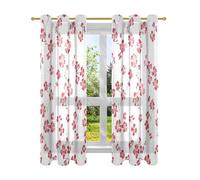 Amooorous Red Crushed Flowers Curtains For Kitchen 63 Inch Blackout Curtains 2 Panels cortinas para cuartos contra el sol