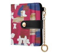 Amooorous Red Flowers Japanese Cute Ladies Cute Foldable Wallet PU Leather Wallet with Card Slots for Women Boys Girls